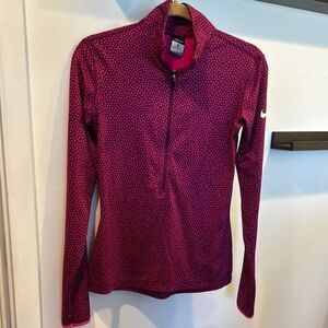 Nike Pink Fitted Long Sleeve Zippered Top